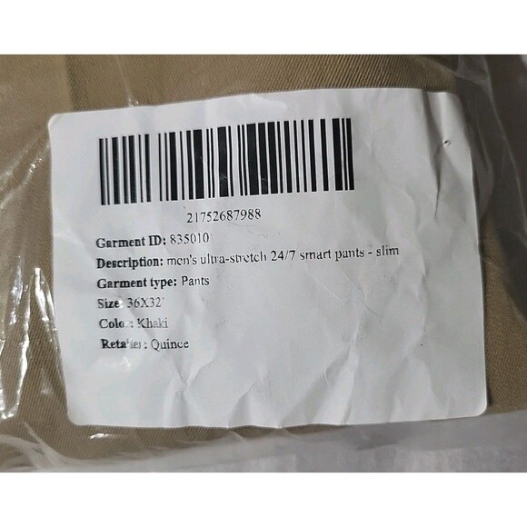 Quince Mens Ultra Stretch 24/7 Smart Chino Pants Slim Khaki 36x32 NWOT Flawless - Picture 2 of 12